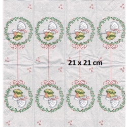 Chusteczka mini 21x21cm / Cena 1 sztuki / aniołek, wianuszek / -3387-